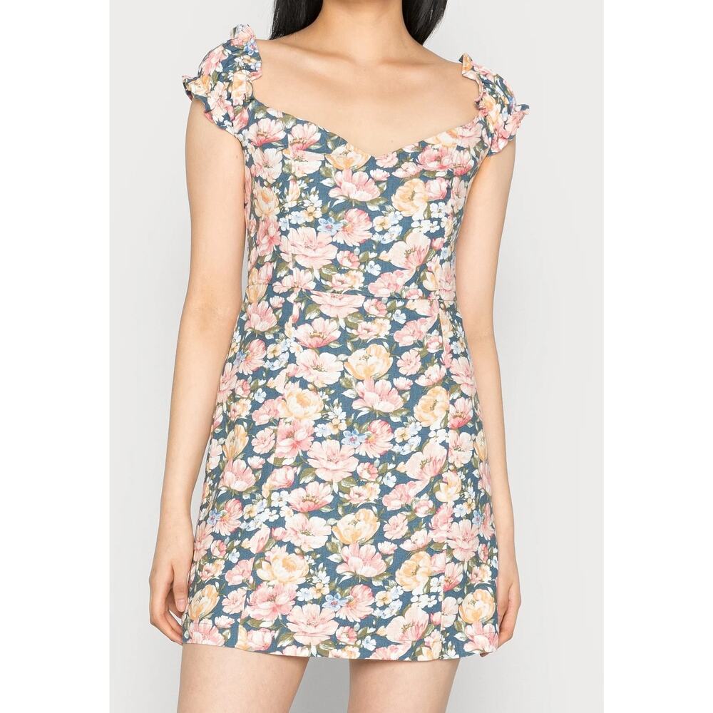 Abercrombie & Fitch Floral Mini Dress Puff Sleeve Smocked Back NWT Women’s LP